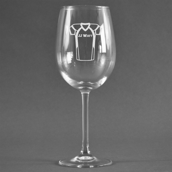 Custom Football Jersey Wine Glass (Single) (Personalized)