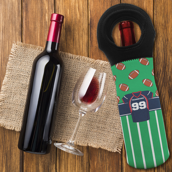 Football Jersey Wine Tote Bag - FLATLAY