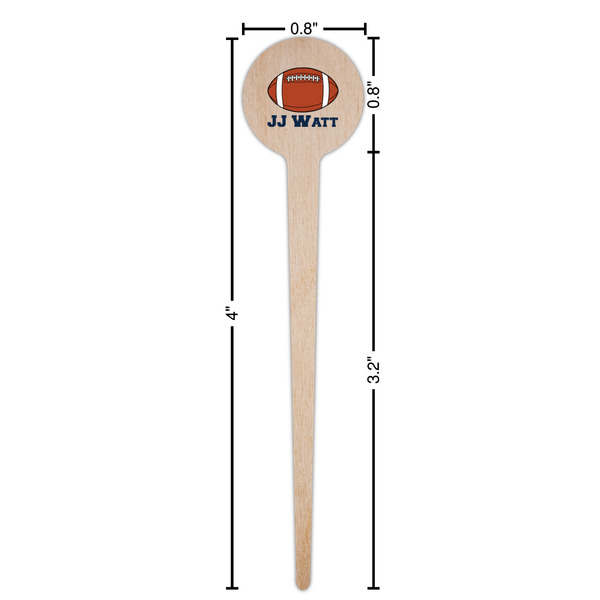 Football Jersey Wooden 4" Food Pick - Round - Dimensions