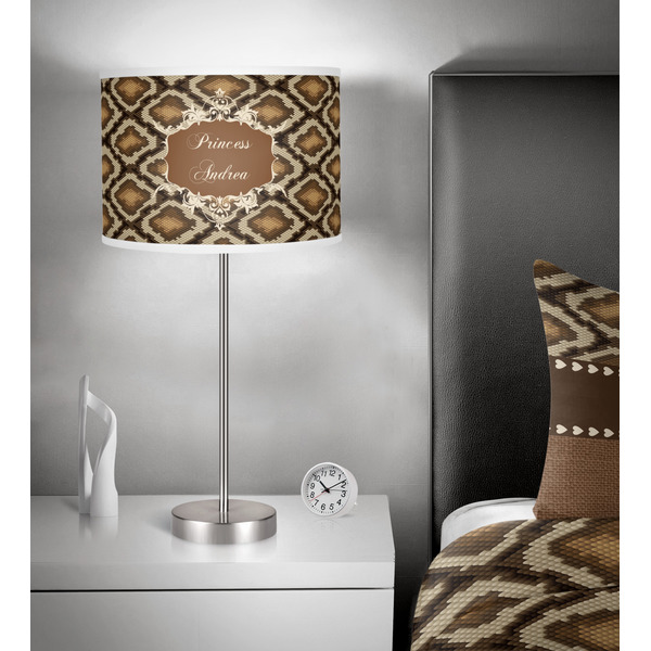 Snake Skin 13 inch drum lamp shade - in room