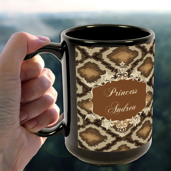 Snake Skin 15oz. Black Mug - LIFESTYLE