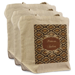 Snake Skin Reusable Cotton Grocery Bags - Set of 3 (Personalized)