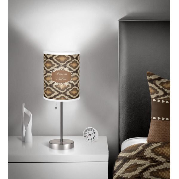 Snake Skin 7 inch drum lamp shade - in room