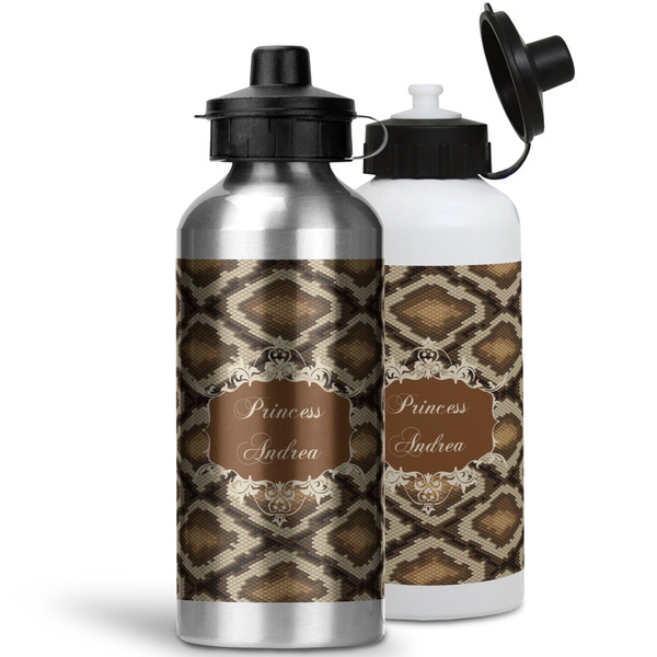 Snake Skin Aluminum Water Bottles - MAIN (white &silver)