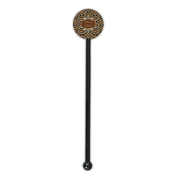 Snake Skin Black Plastic 5.5" Stir Stick - Round - Single Stick