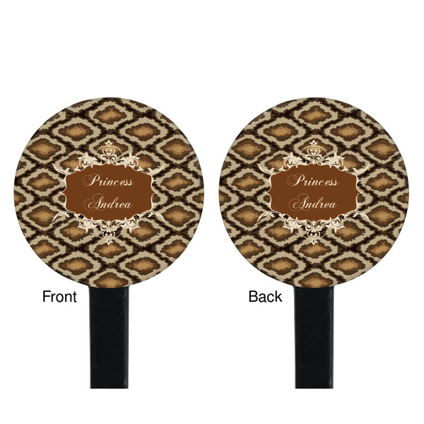 Snake Skin Black Plastic 7" Stir Stick - Double Sided - Round - Front & Back