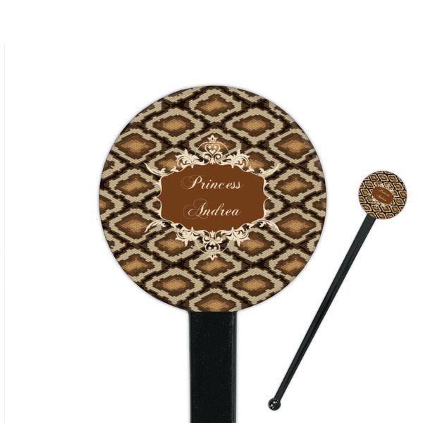 Custom Snake Skin 7" Round Plastic Stir Sticks - Black - Single Sided (Personalized)