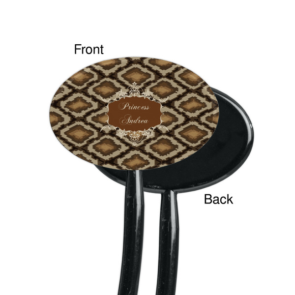 Snake Skin Black Plastic 7" Stir Stick - Single Sided - Oval - Front & Back