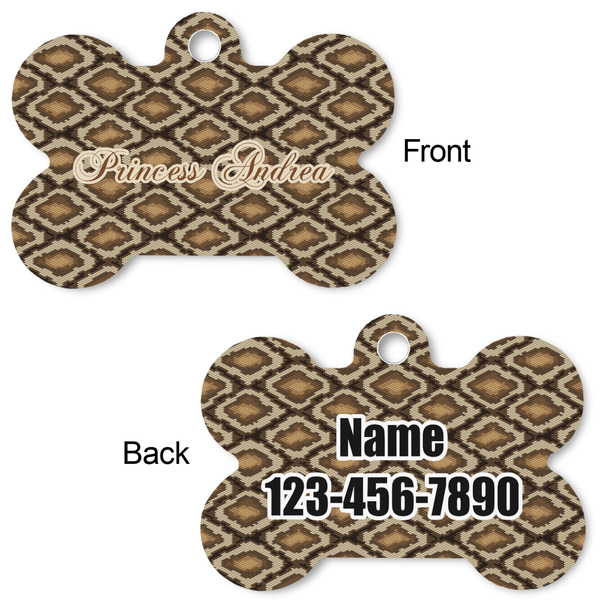 Snake Skin Bone Shaped Dog ID Tag - Large - Approval