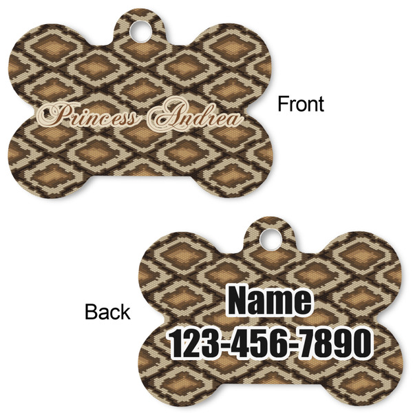 Snake Skin Bone Shaped Dog Tag - Front & Back
