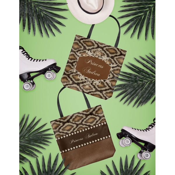 Snake Skin Canvas Tote Lifestyle Front and Back