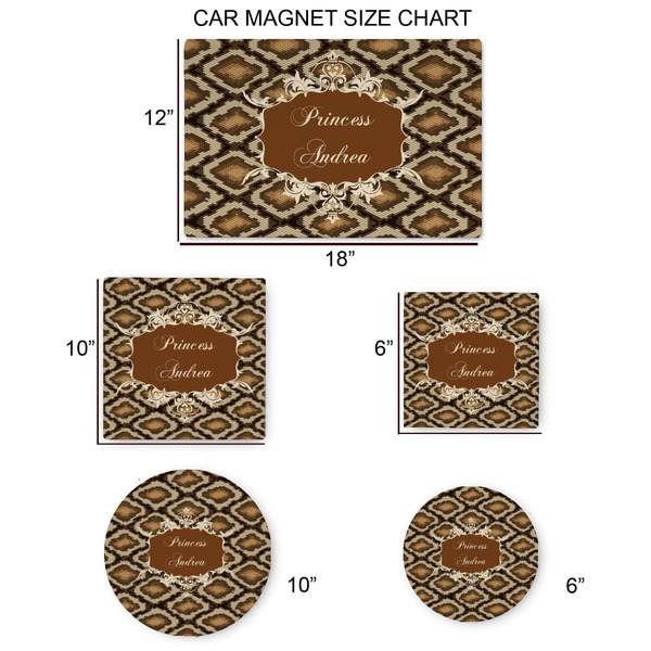 Snake Skin Car Magnets - SIZE CHART