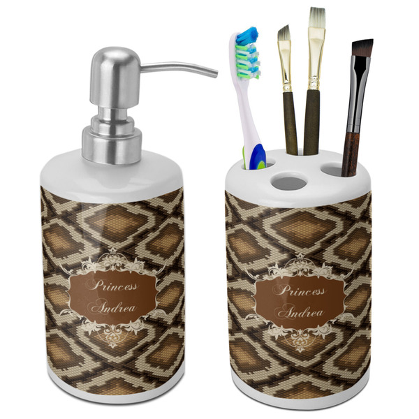 Custom Snake Skin Ceramic Bathroom Accessories Set (Personalized)