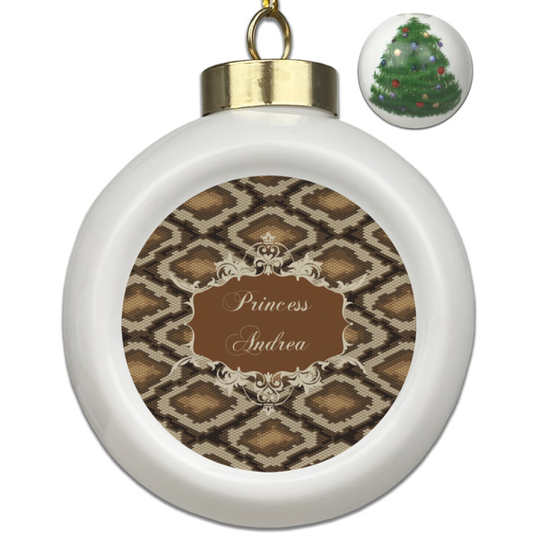 Custom Snake Skin Ceramic Ball Ornament - Christmas Tree (Personalized)