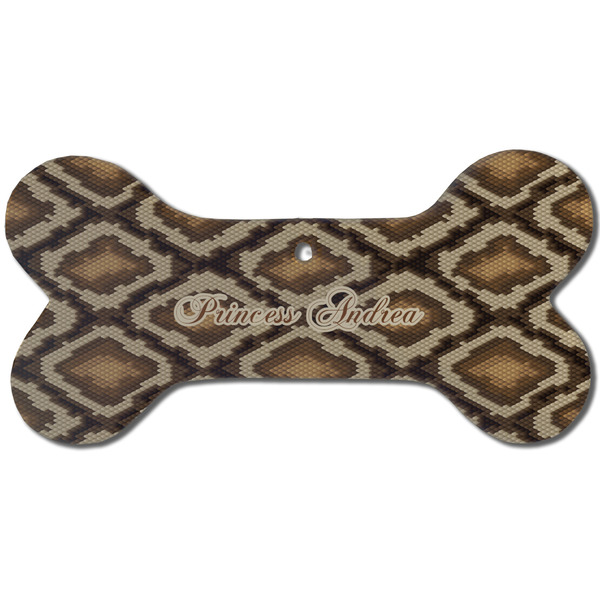 Custom Snake Skin Ceramic Dog Ornament - Front w/ Name or Text