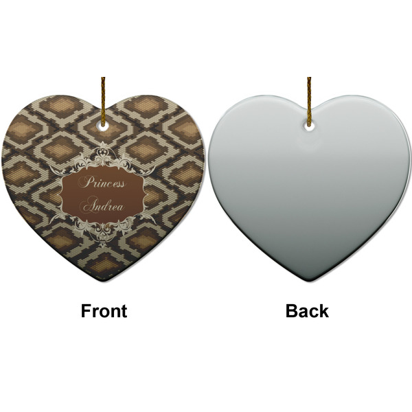 Snake Skin Ceramic Flat Ornament - Heart Front & Back (APPROVAL)