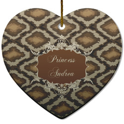 Snake Skin Heart Ceramic Ornament w/ Name or Text