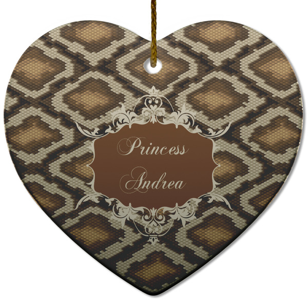 Snake Skin Ceramic Flat Ornament - Heart (Front)