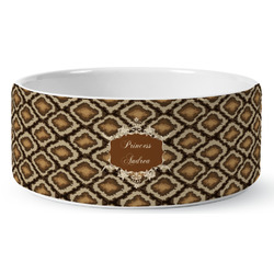 Snake Skin Ceramic Dog Bowl - Medium (Personalized)