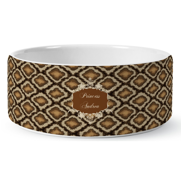 Custom Snake Skin Ceramic Dog Bowl - Large (Personalized)