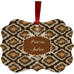 Snake Skin Metal Frame Ornament - Double Sided w/ Name or Text