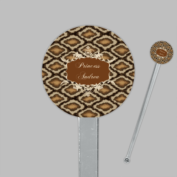 Snake Skin Clear Plastic 7" Stir Stick - Round - Closeup