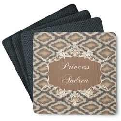 Snake Skin Square Rubber Backed Coasters - Set of 4 (Personalized)
