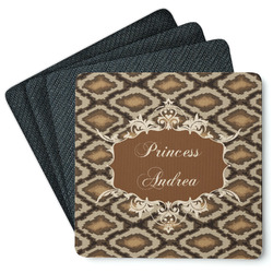 Snake Skin Square Rubber Backed Coasters - Set of 4 (Personalized)