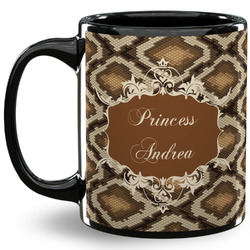 Snake Skin 11 Oz Coffee Mug - Black (Personalized)
