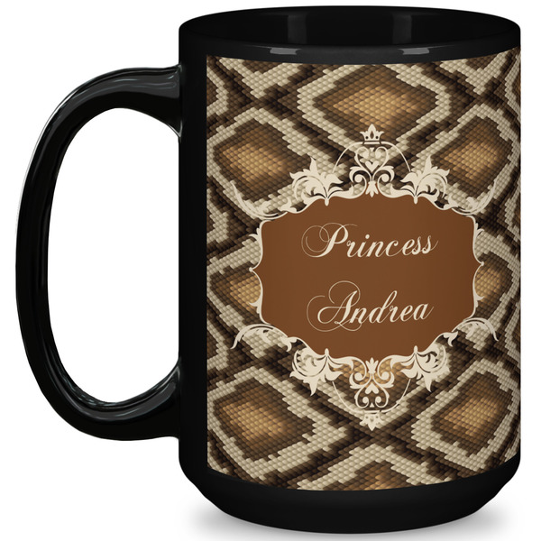 Custom Snake Skin 15 Oz Coffee Mug - Black (Personalized)