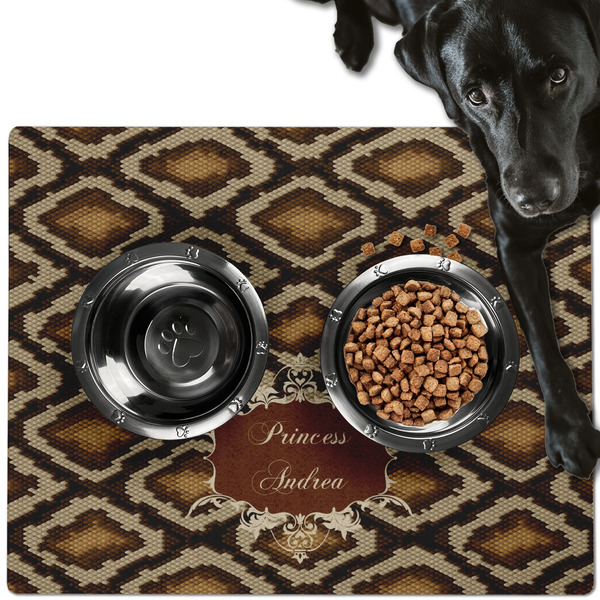 Custom Snake Skin Dog Food Mat - Large w/ Name or Text