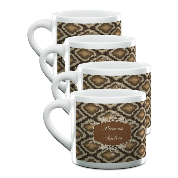 Custom Snake Skin Double Shot Espresso Cups - Set of 4 (Personalized)