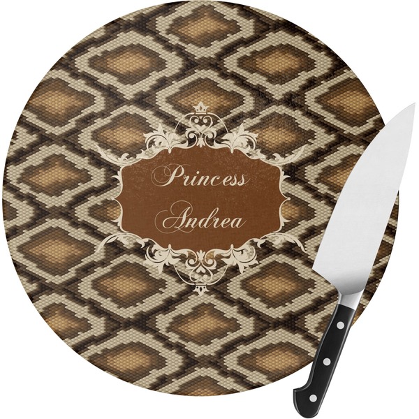 Custom Snake Skin Round Glass Cutting Board (Personalized)