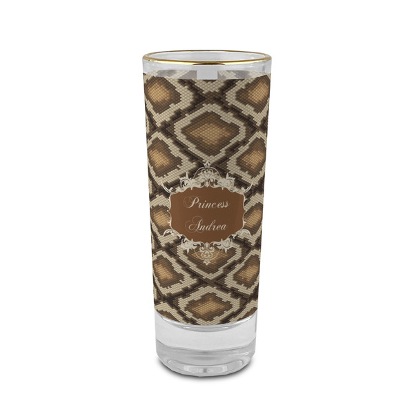 Custom Snake Skin 2 oz Shot Glass - Glass with Gold Rim (Personalized)