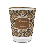 Snake Skin Glass Shot Glass - 1.5 oz - with Gold Rim - Set of 4 (Personalized)