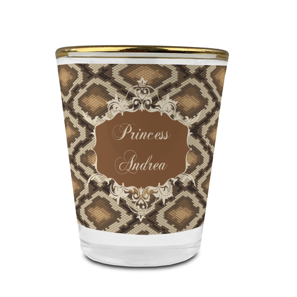 Snake Skin Glass Shot Glass - With gold rim - FRONT
