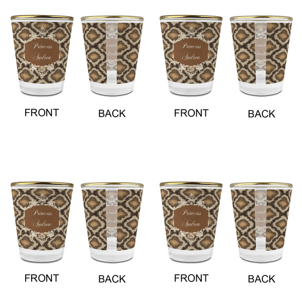 Snake Skin Glass Shot Glass - with gold rim - Set of 4 - APPROVAL