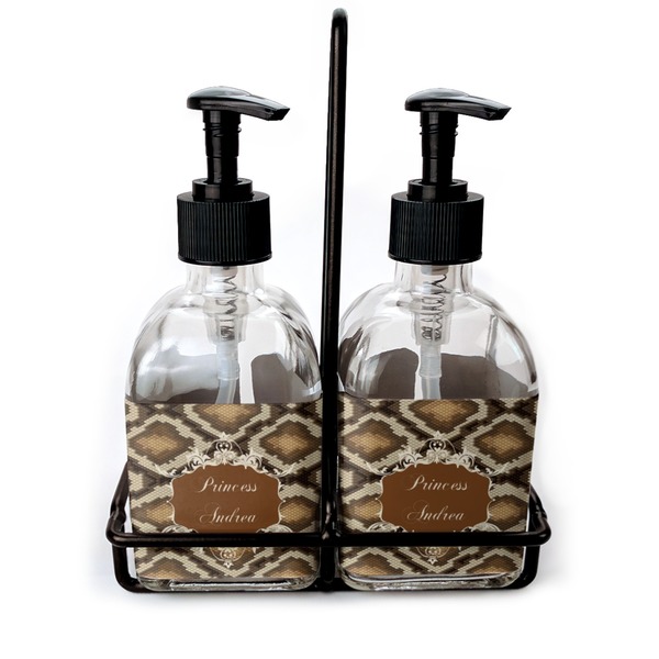 Custom Snake Skin Glass Soap & Lotion Bottle Set (Personalized)