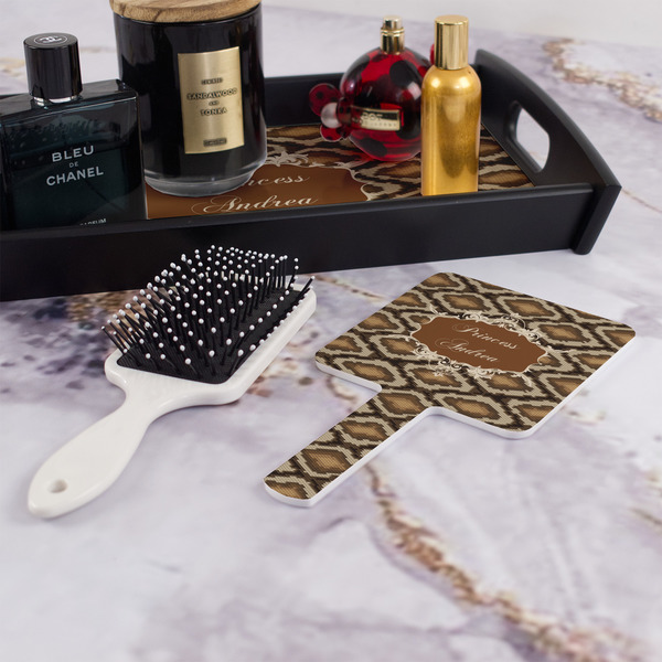 Snake Skin Hand Mirror - With Hair Brush