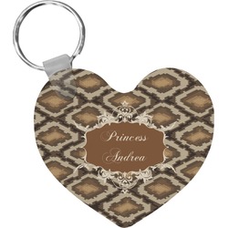 Snake Skin Heart Plastic Keychain w/ Name or Text