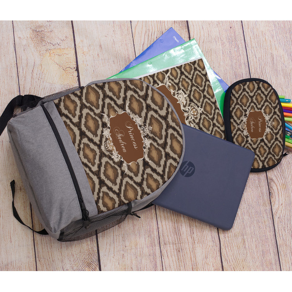 Snake Skin Large Backpack - Gray - With Stuff