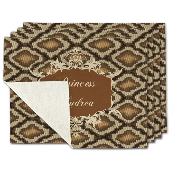 Custom Snake Skin Single-Sided Linen Placemat - Set of 4 w/ Name or Text