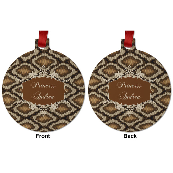 Snake Skin Metal Ball Ornament - Front and Back