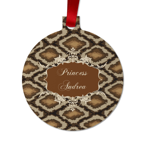 Custom Snake Skin Metal Ball Ornament - Double Sided w/ Name or Text