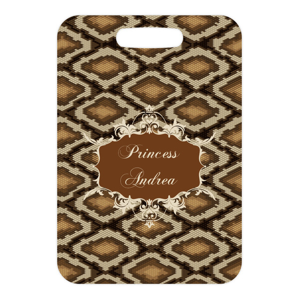 Snake Skin Metal Luggage Tag - Front Without Strap