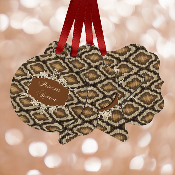 Custom Snake Skin Metal Ornaments - Double Sided w/ Name or Text