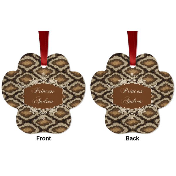 Snake Skin Metal Paw Ornament - Front and Back