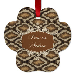 Snake Skin Metal Paw Ornament - Double Sided w/ Name or Text