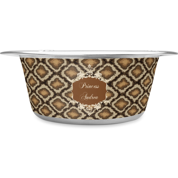 Custom Snake Skin Stainless Steel Dog Bowl - Large (Personalized)