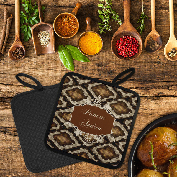 Snake Skin Neoprene Pot Holder - Set of 2  LIFESTYLE (Flatlay)